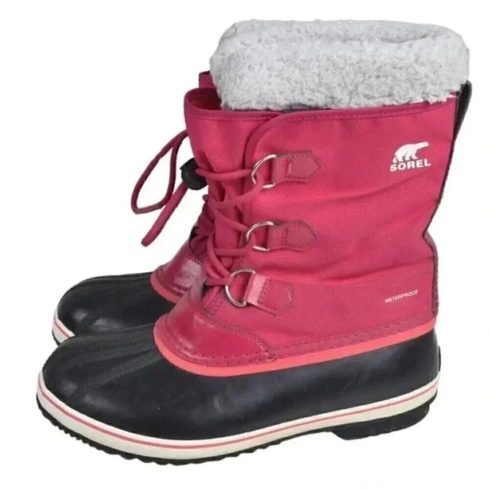 Sorel Youth Yoot  Pac Nylon Boot Pink Waterproof Insulated Size 7